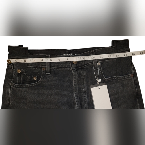 NWT EB Denim Straight Leg Split Hem Black Wash Jeans Size 27 - Picture 6 of 14